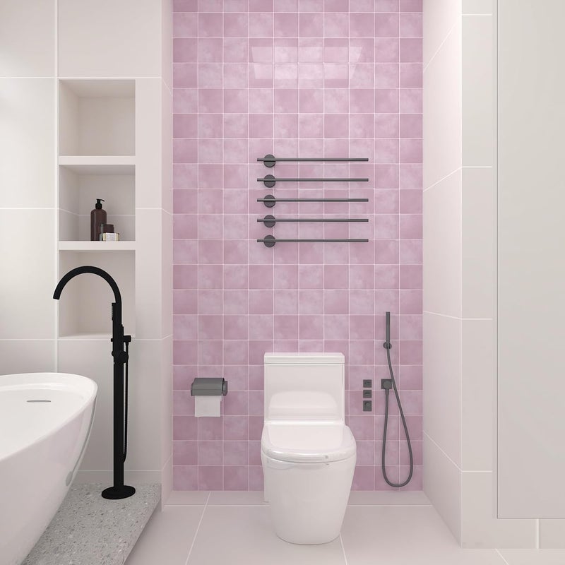 CHIHUT 16 Sheets Pink Marble Square Peel and Stick Backsplash Tiles for Kitchen Bathroom Adhesive Stick on Back Splash Tiles for RV 12''x12'' Removable Waterproof Wall Tile for Laundry Room Basement - Image 5